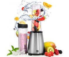 Sänger Smoothie Maker 300 Watt Leistung 6 tlg. | 3 Minuten Dauerlaufzeit | Standmixer mit 21.000 U/min | 2x 100% BPA-freie 600 ml Tritan-Trinkflaschen | Scharfe 4-Fach Edelstahlmessereinheit