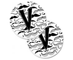 Caroline s Treasures Buchstabe V Initiale Schnurrbart Set von 2 Tasse Halterung Auto Untersetzer cj2009-vcarc, 2,56, multicolor