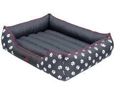 HobbyDog Hundebett Hundekissen Hundesofa Hundekorb Tierbett Verschiedene Größen und Farben Cordura Prestige (XXL - 110 cm x 90 cm x 25cm, 2 - Grau - weiße Pfoten)