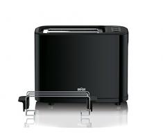Braun HT 3010 BK Toaster | Doppelschlitz | Herausnehmbare Krümelschublade | Aufwärm- und Auftaufunktion | 7 Röstgrade | Separater Brötchenaufsatz | Schwarz