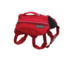 Ruffwear Trinkrucksack für Hunde, Inklusive 2 x 600 ml Wasserflasche, Kleine Hunderassen, Größenverstellbar, Größe: S, Rot (Red Currant), Singletrak Pack