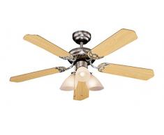 Orbegozo CT Deckenventilator mit Licht, 5 wendbare Flügel, Durchmesser 105 cm, Leistung 55 W, 3 Geschwindigkeitsstufen Holz und Silber