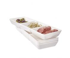 Avant Serviertablett mit 3 Fächern, Kunststoff, Weiß, 4 Stück