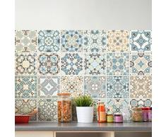 Ambiance-Live 24 Aufkleber Fliesen | Sticker Selbstklebend Fliesen - Mosaik Fliesen Wandtattoo Badezimmer und Küche | Fliesen Kleber - Design authentischen - 10 x 10 cm - 24-teilig