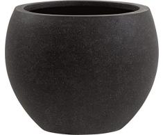 Esteras 8520622449 Runder Blumenkübel für den Garten, Ø 49 cm, Fiberglas, Schwarz, Heerle