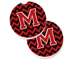 Caroline s Treasures Buchstabe M Chevron schwarz & rot Set von 2 Tasse Halterung Auto Untersetzer cj1047-mcarc, 2,56, multicolor