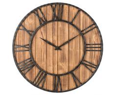 Oldtown Clocks Bauernhaus rustikale Scheune Vintage Bronze Metall & Massivholz geräuschlos große übergroße Wanduhr 30-Zoll- Holz