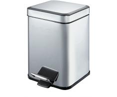 King Home P1580018 Treteimer Quadra Stahl, 6 Liter, silber, 20X20X31H