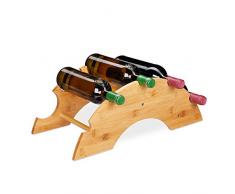 Relaxdays Weinregal für 5 Flaschen, Bambus, Bogenform, Weinständer für Tisch, Kommode und Küche, HBT 18x48x24 cm, natur