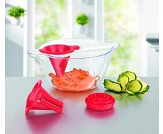 GOURMETmaxx 06552 Spiralschneider mit Salatschüssel rot/weiß