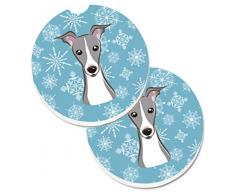 Caroline s Treasures Schneeflocke Italienisches Windspiel Set von 2 Tasse Halterung Auto Untersetzer bb1670carc, 2,56, multicolor