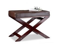 Relaxdays Sitzbank mit Polster ohne Lehne, aus Holz und Kunstleder, Einsitzer, HxBxT 48 x 64 x 40, braun