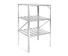 Nexos Gewächshausregal Aluminium Standregal Regal Pflanztisch 62 x 50 x 114 cm für Gewächshaus Keller Treibhaus Speisekammer Abstellkammer Ablage witterungsbeständig pflegeleicht, Traglast je Boden ca. 50 kg, 3 Ablageböden