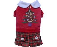 Doggy Dolly ST011 Hundekleid Weihnachtsbaum mit Schottenrock, rot, Größe : XXL