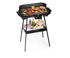 Princess elektrischer Tisch- und Standgrill - 47x28cm Grillfläche, mit Windschutz, regelbare Heizstufe, 2000 Watt, 112247