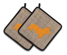 Caroline s Treasures Corgi Faux Jute & Orange Paar Topflappen bb1069-bl-or-pthd, 7.5hx7.5 W, multicolor