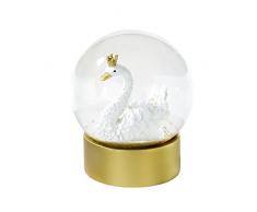 Talking Tables Schneekugel mit Schwan und Goldglitzer, H 12 x T 10 cm