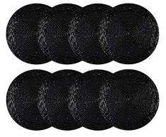 Baumwolle Basteln - Set von 8-4 Zoll Rund - Silber- Handarbeit Perlen Untersetzer Set ein Schöne Ergänzung Ihrem Tisch Dekoration - Schwarz