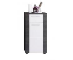 Trendteam Badezimmer Schrank Kommode Xpress, 40 x 78 x 28 cm in Korpus Esche Grau Dekor, Front Weià mit viel Stauraum und Schubkasten