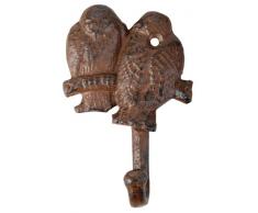 Esschert Design Wandhaken, Garderobenhaken mit Vogelmotiv, fest montierbarer, aus Gusseisen, ca. 8,7 cm x 3,2 cm x 13 cm
