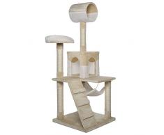 dibea Kratzbaum, Kletterbaum für Katzen (Höhe 133 cm), beige / weiß