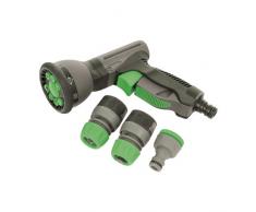 Silverline Spritzpistole mit Weichgriff, 4tlg. 9 Sprühmuster Garten Handbrause