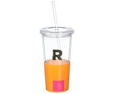 Kate Spade New York Trinkbecher mit Strohhalm, Initial R, Orange
