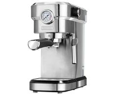MPM MKW-08M 20 bar Espresso-und Cappuccinomaschine, Milchaufschäumer, Tassenwärmer, Edelstahl, 1,2L abnehmbar, 1350W, 1350, 1.2 liters, Silver