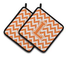 Caroline s Treasures Buchstabe L Chevron orange & weiß Paar Topflappen cj1046-lpthd, 7.5hx7.5 W, multicolor