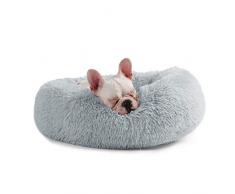 Veehoo Luxuriöses Kunstfell Erwärmen Hundebett, Sanft Tierbett für Klein, Mittelgroße, Grosse Hunde & Katze, Runden Katzenbett Waschbar, S, Grau