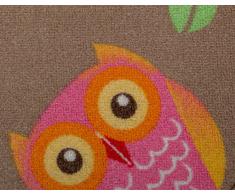 Kinderteppichboden Eule Spielteppich Kinderzimmer Mädchen 200 x 400 cm beige. Weitere Farben und Größen verfügbar