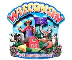 Wisconsin State Montage Holz Kühlschrank Magnet 2