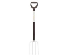 Fiskars Spatengabel für weiche, lockere Böden, Mit 4 Zinken, Länge: 113 cm, Hochwertige Stahl-Zinken/Aluminium-Stiel, Schwarz/Weiß, Light, 1019603