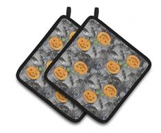 Caroline s Treasures bb7525pthd Watercolor Halloween Halloween-Kürbislaterne Fledermäuse verziert Topflappen, 19,1 x 19,1 cm Multicolor
