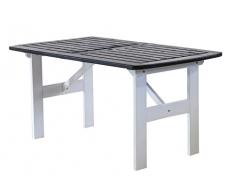 Ambientehome 90342 Gartentisch Esstisch Holztisch Massivholz Hanko Maxi, 140 x 80 cm, weiß / grau