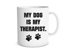 Lustige Kaffeetasse mit AufschriftMy Dog Is My Therapist, 325 ml, lustiges Geschenk für Hundeliebhaber und Haustierbesitzer, süße Kaffeetasse für Damen und Herren