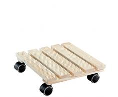 WAGNER Pflanzenroller Country 28 x 28 x 8 cm I Pflanzenroller für den Innenbereich, Natur I Rutschsicheres Rollbrett I Kübelroller aus Holz I Tragkraft 100 kg I Made in EU - 20020101