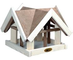 Luxus-Vogelhaus 47880e Aufwendiges Vogelhaus im Antikfinish-Design (gescratcht) aus lasiertem Kiefernholz mit 4 Giebeln, braun/weiß