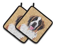 Caroline s Treasures Saint Bernard Wipe Your Paws Paar Topflappen sc9129pthd, 7.5hx7.5 W, multicolor