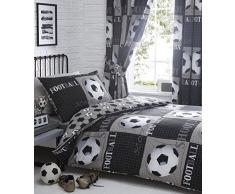 Einzelbett Bettbezug-Set Fußball Shoot grau silber schwarz weiß wendbar