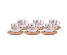 Alisveristime Kaffeetasse und Untertasse aus Porzellan mit Hutat-Design, 12 Stück Hanzade