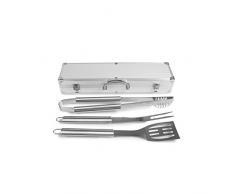 Rustler Grillbesteck, Set im Aluminium Koffer, 3 teilig, silber, 45 x 24 x 45 cm