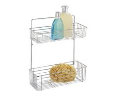 WENKO 15941100 Exklusiv Wandregal Avesta Chrom - 2 Körbe, Stahl, 32 x 38 x 12 cm, Chrom