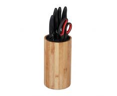 Relaxdays Messerblock unbestückt aus Bambus, ohne Messer, für 10 Messer aller Art, Messerhalter HxD 23x12,5 cm, natur