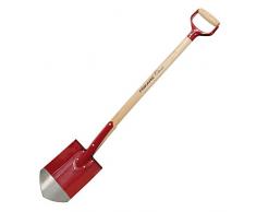 Fiskars Gärtnerspaten für harte, steinige Böden, Spitz, Länge: 106 cm, Astfreier Eschenholz-Stiel/Stahl-Blatt, Rot, Classic, 1003690