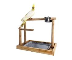Borange Papageien Spielständer aus Holz mit Sitzstange, für Electus Kakadu, Sittiche, Sittiche, Nymphensittiche, Käfigzubehör (inklusive Tablett)