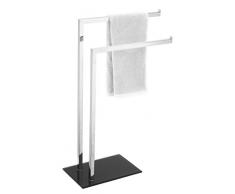King Home P1407429/A Handtuchhalter 2-armig, Glasbasis, schwarz, 45X20X69H