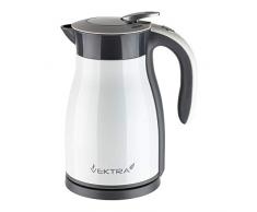 Vektra VEK-1701W Vakuumisolierter Wasserkocher 1,7 L Edelstahl Doppelwandig EU-Stecker, Thermoskanne 2in1 Warmhaltefunktion BPA-Frei Kabellos Sicherheitsverriegelung - Weiß