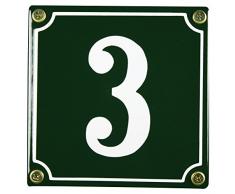 Buddel Bini Wetterfestes Emaille Hausnummernschild 3 12 x 12 cm, sofort lieferbar, grün