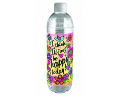 Spoontiques Happy Today Wasserflasche, mehrfarbig